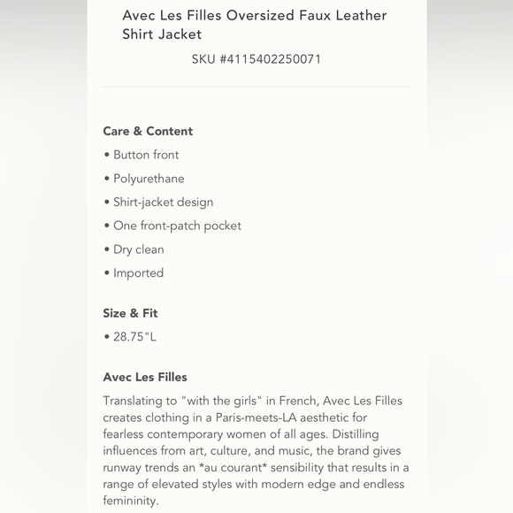 Anthropologie Aves Les Filles faux leather oversized shirt jacket in dark green - Picture 5 of 12
